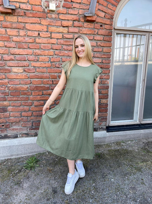 VISUMMER Linen Dress - Oil Green